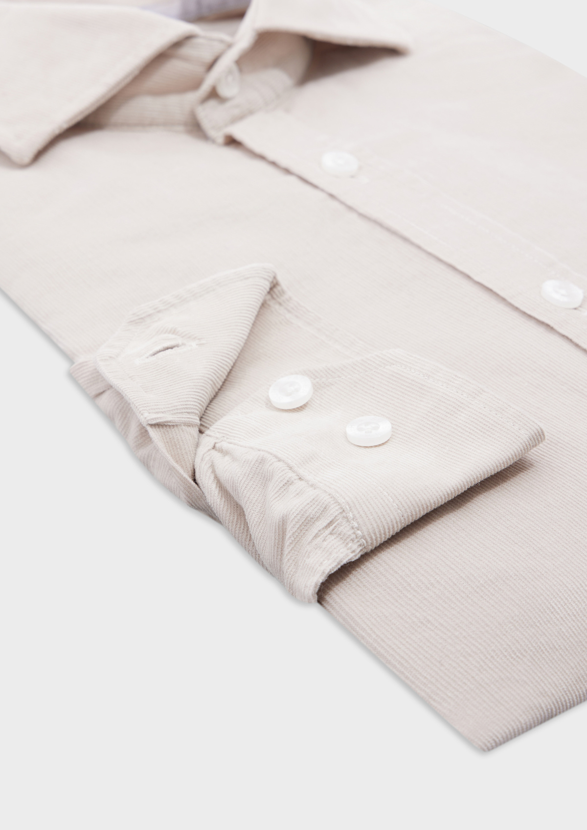 Chemise sport Slim en velours côtelé uni beige