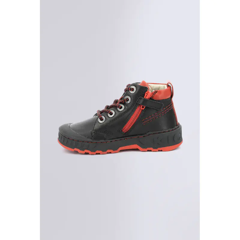 KICKDUNDY NOIR ROUGE SNEAKERS HAUTES Cuir Garçon