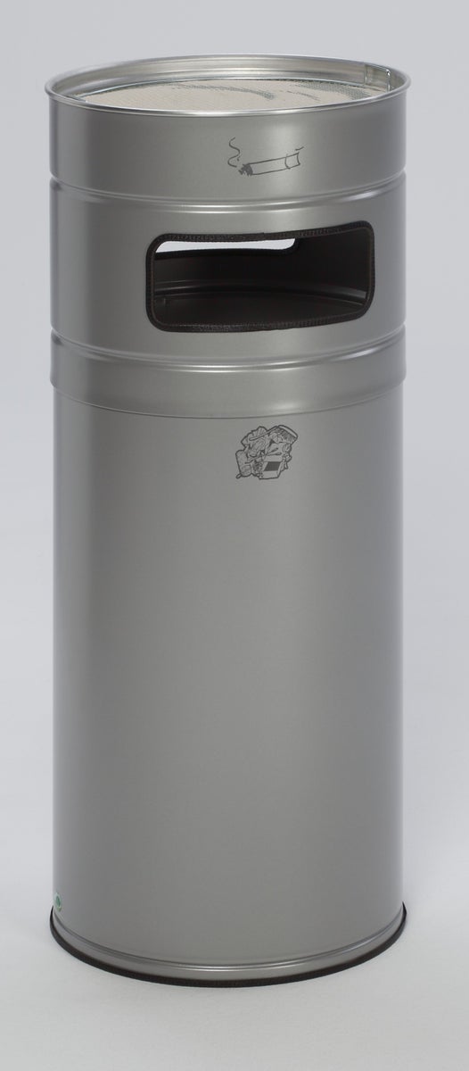 PROREGAL Robuuste Combi-asbak met 2 compartimenten, 104 liter, HxBxD 99 x 43,5 x 43,5 cm, Gegalvaniseerd staal, Zilver
