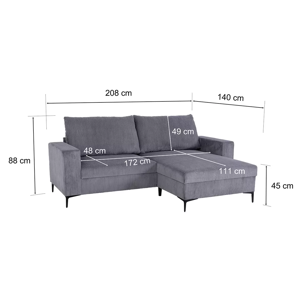 Ecksofa Toffee Anthrazit