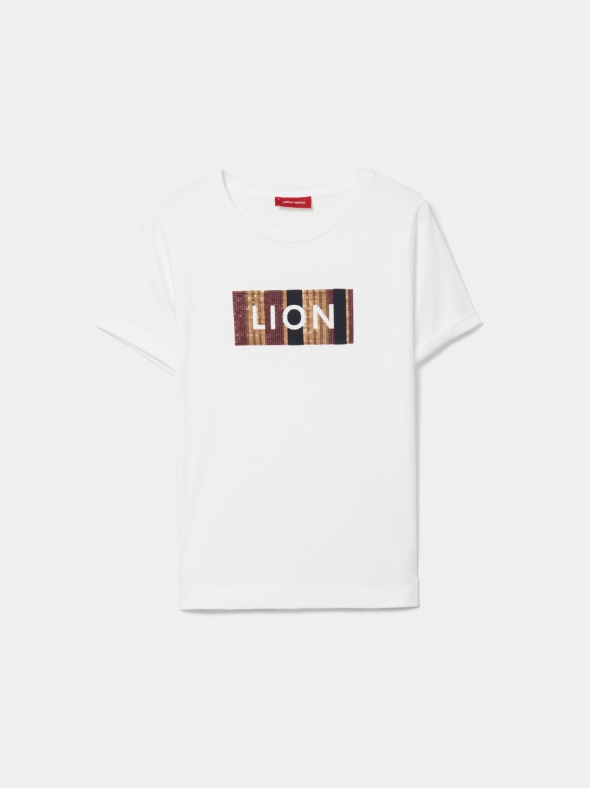 T-shirt Lion com lantejoulas