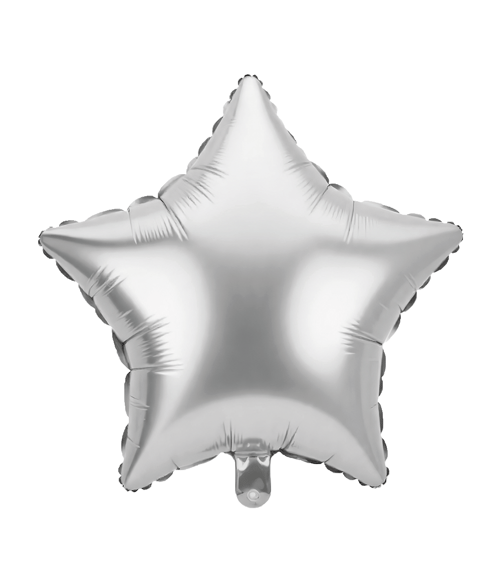 Ster Helium Ballon Zilver Met Rietje Leeg 46cm