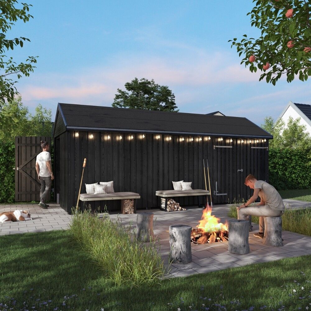 REDSKAPSBOD PLUS CLASSIC MULTI GARDEN ENKEL OG DOBBELDØR UBEHANDLET 14,5M²