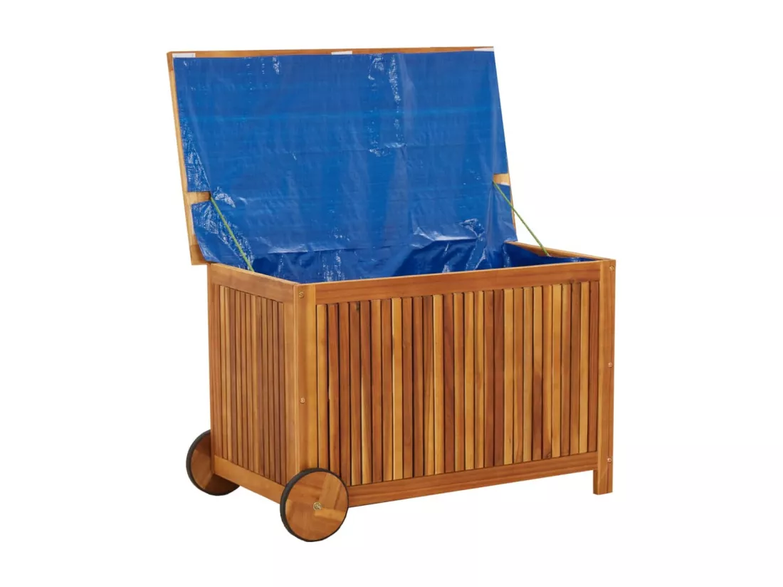 Boîte de rangement de jardin avec roues 90x50x58 cm Bois acacia