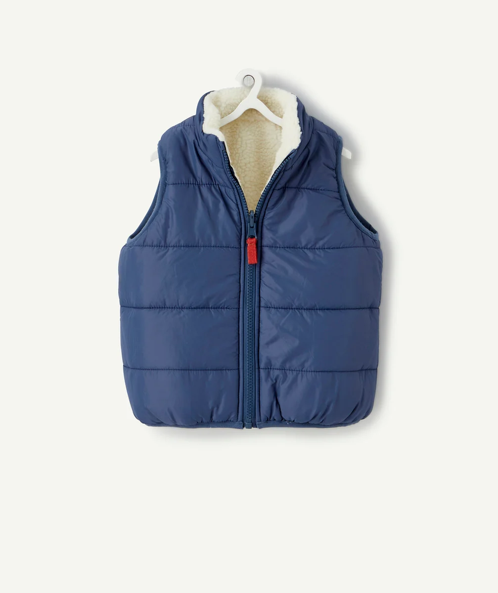 DOUDOUNE BÉBÉ GARÇON EN REMBOURRAGE RECYCLÉ BLEUE ET SHERPA