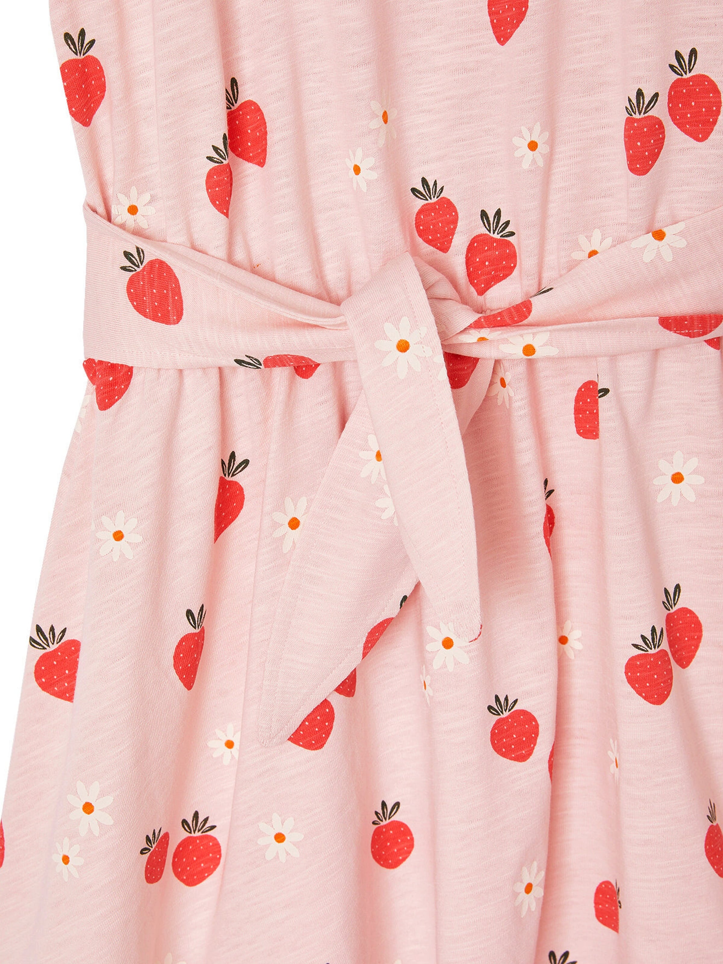 Vertbaudet Mädchen Volantkleid mit Erdbeeren hellrosa