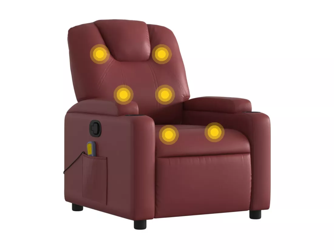 Fauteuil massant inclinable Rouge bordeaux Similicuir