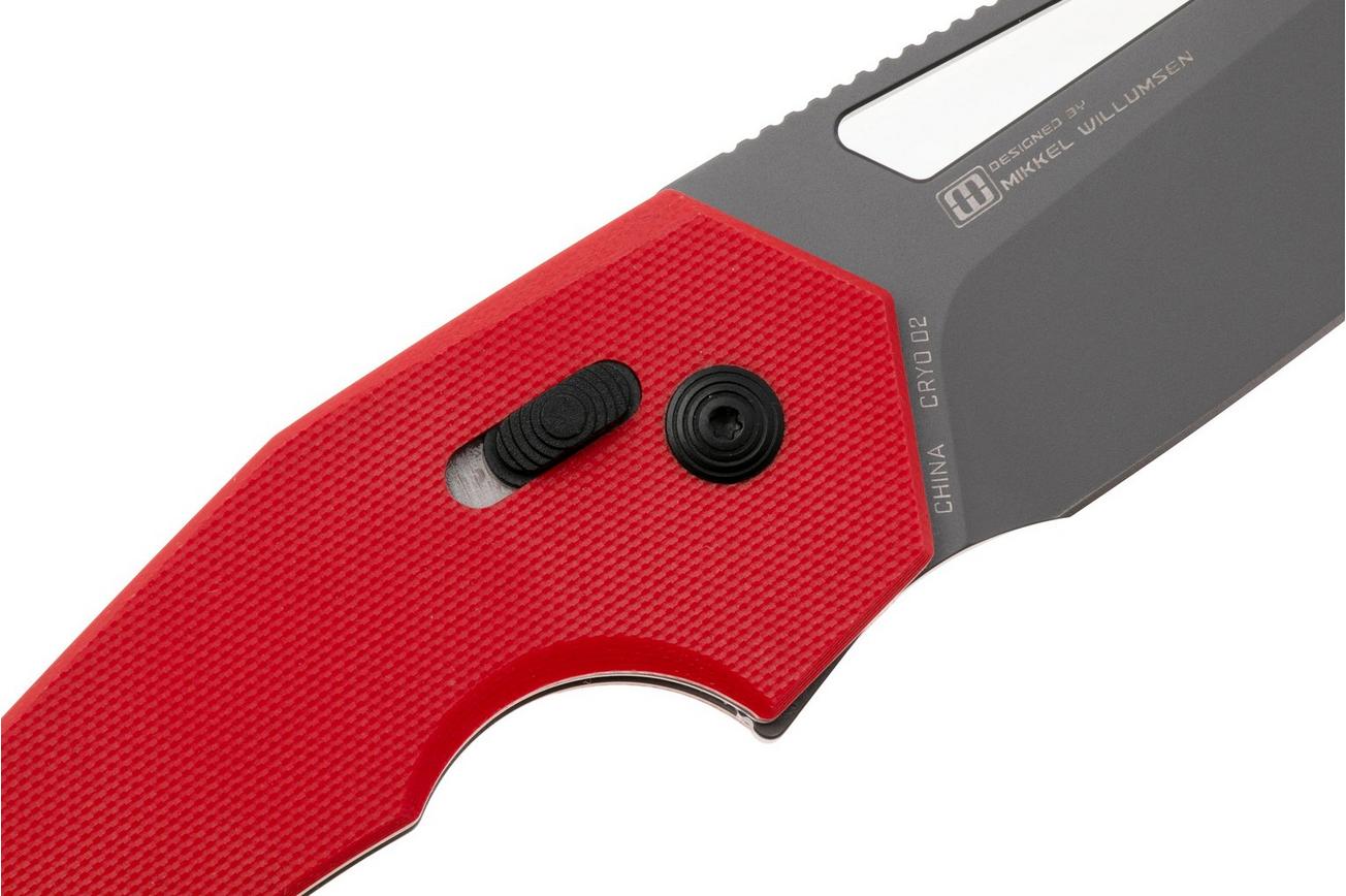 SOG Prohen XR 12-25-02-57, Grey PVD D2, Red G10 zakmes, Mikkel Willumsen design