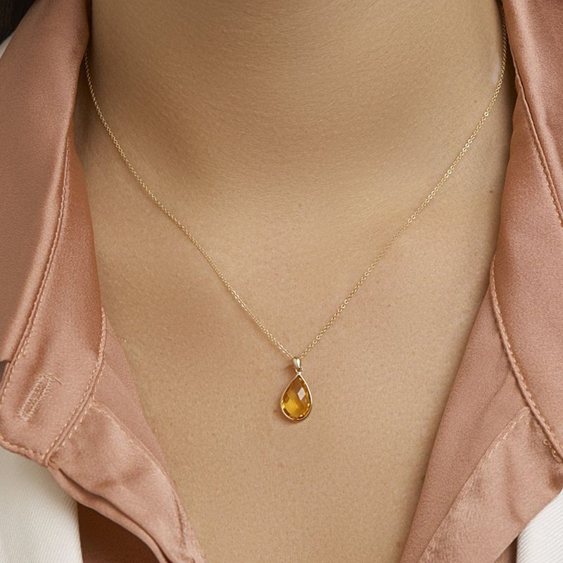 Hanger - Citrien - 14K Geelgoud - 18 mm Hoogte