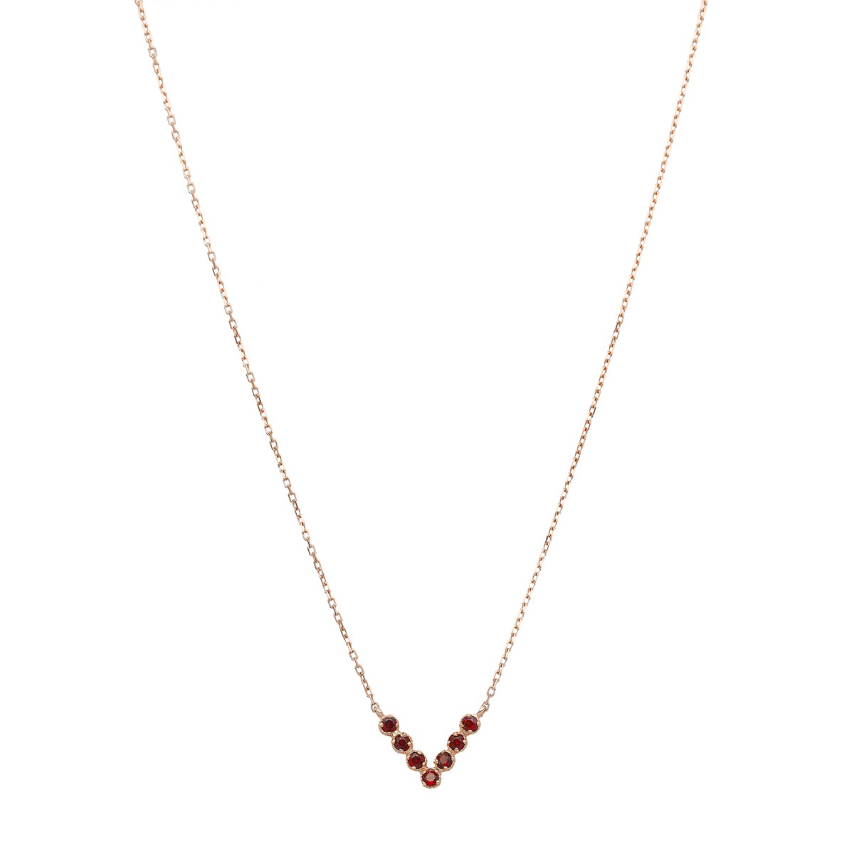 Collier Triangle En Argent Rose Et Pierres Naturelles Garnet Rouge38 cm - Mediumcm