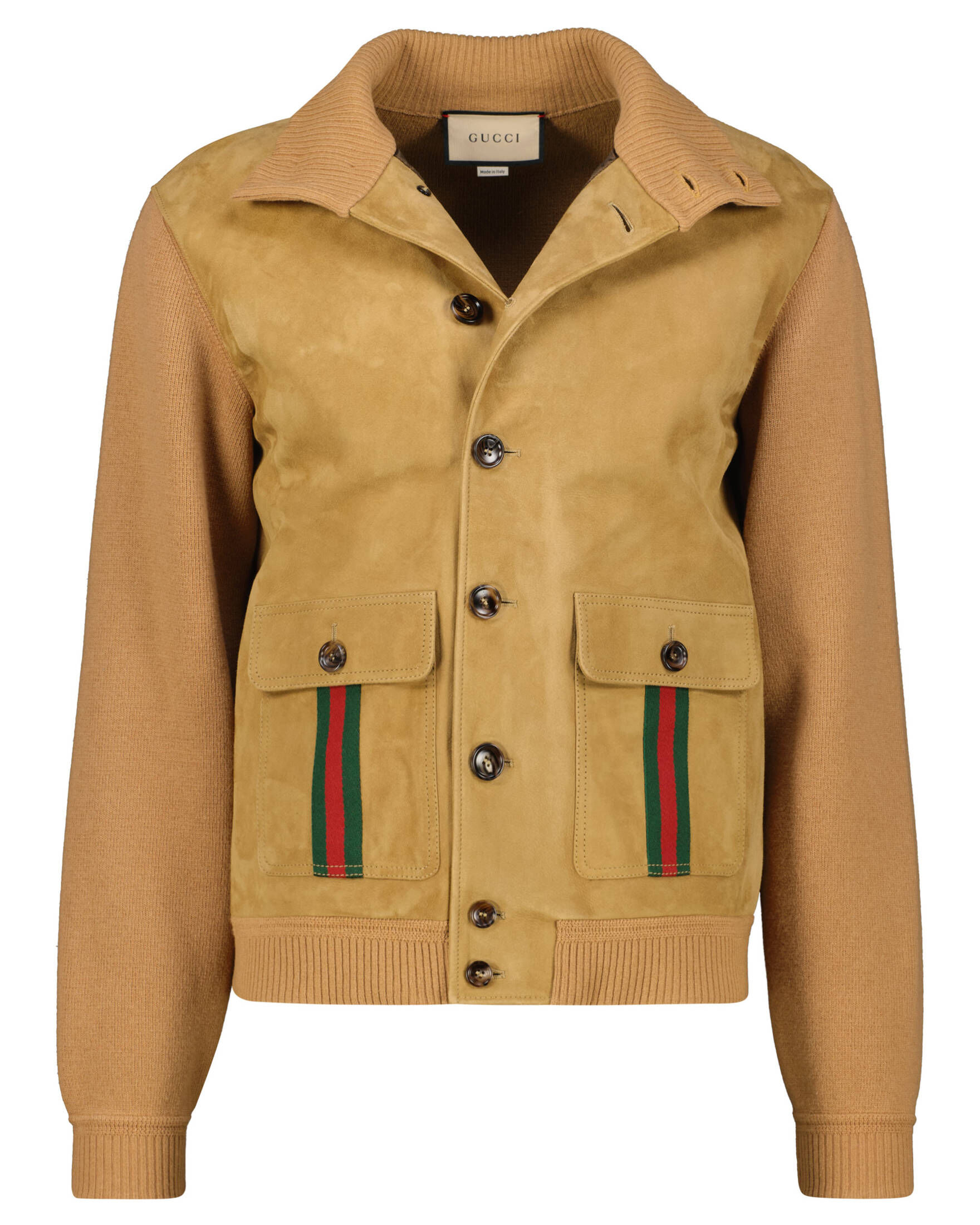 Gucci| Herren Jacke aus Schurwollstrick und Lammleder