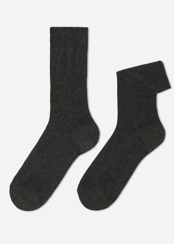 Meias masculinas de cano médio com cashmere