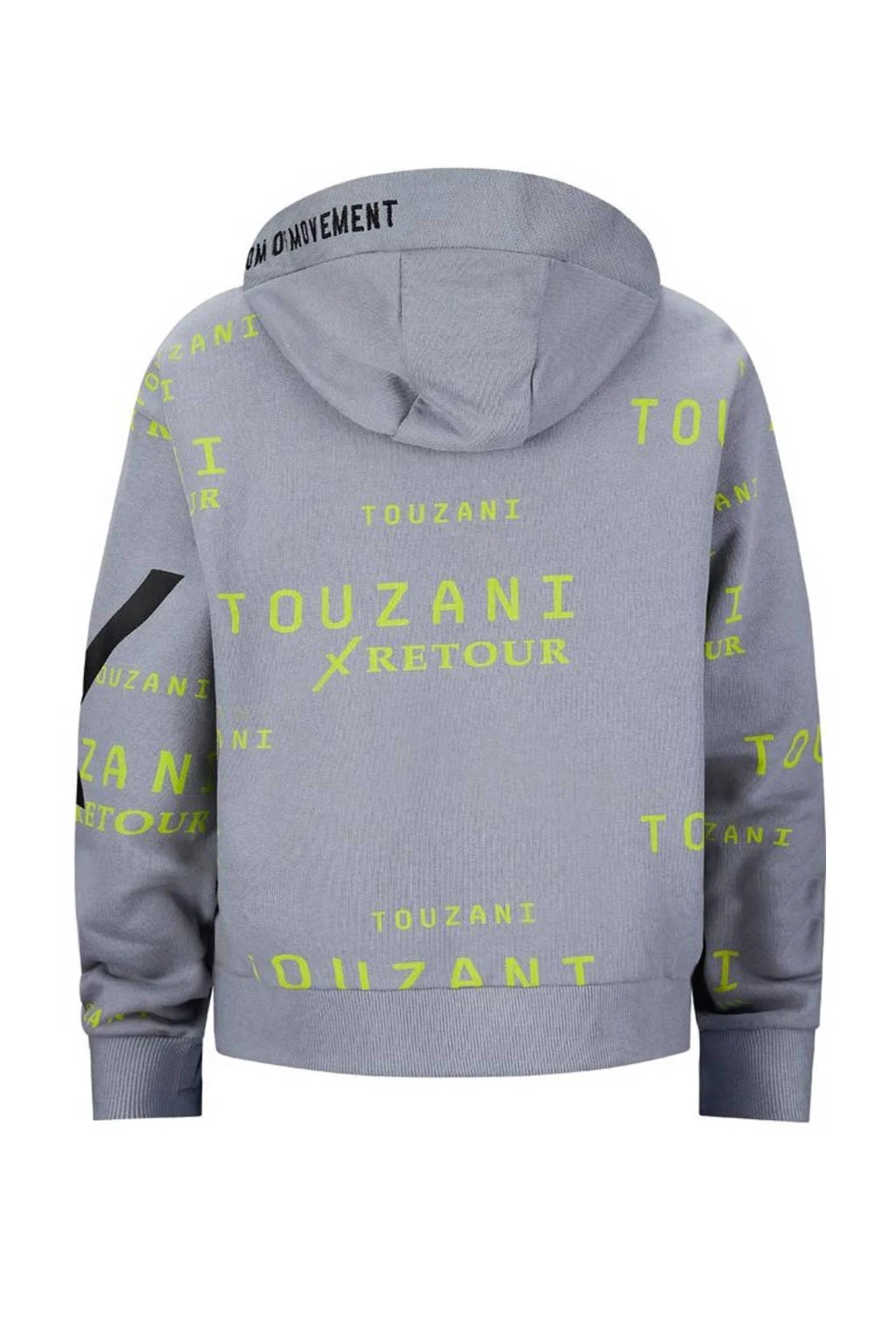 Retour Jeans hoodie Trick met all over print grijs/neon geel