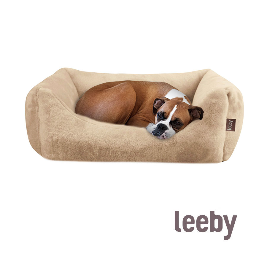 Cama para cães Leeby com capa removível bege