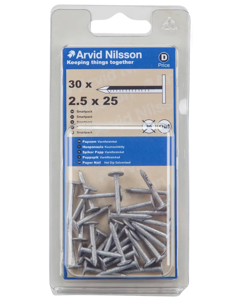 Arvid Nilsson Papsøm 2,5 x 25 mm 30-pak
