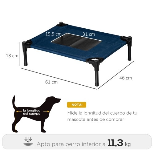 Cama elevada azul para cães PawHut