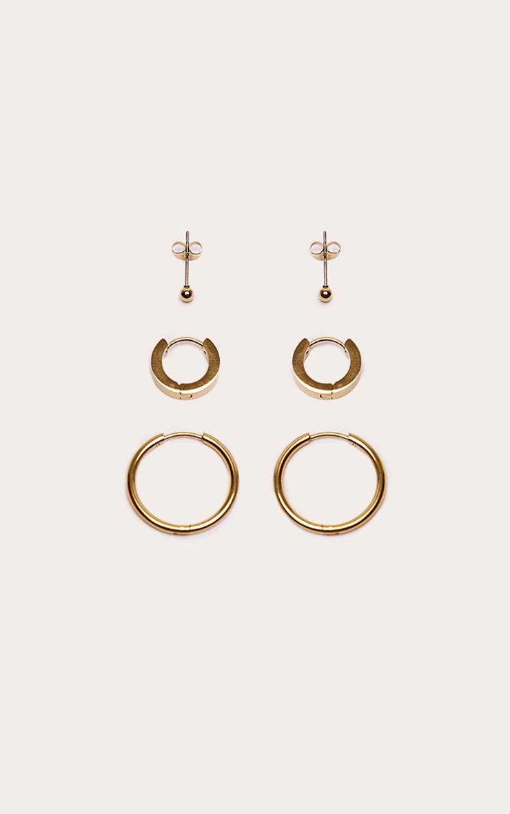 Doré Lot Multi-pack De Boucles D'oreilles Assorties En Acier Inoxydable Lisse