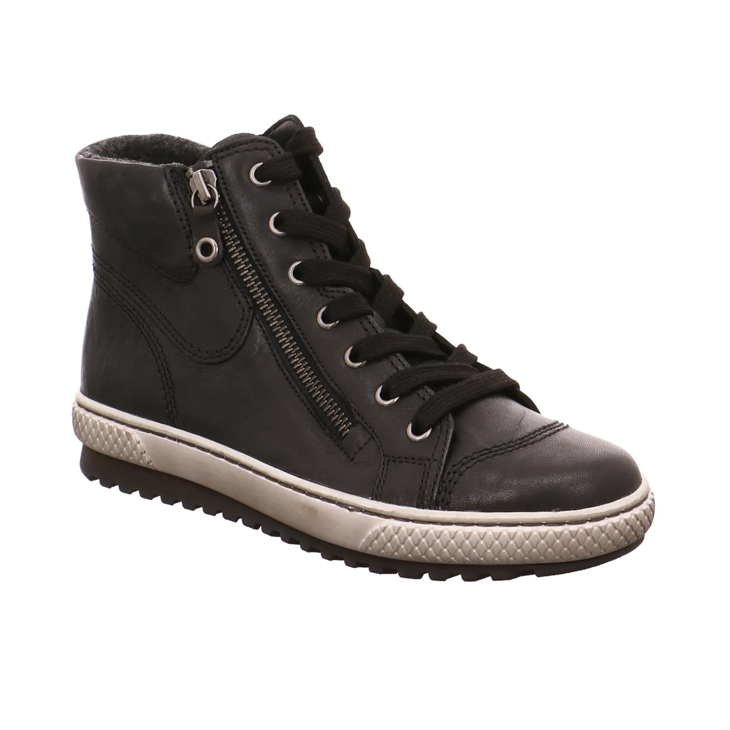 GABOR Mid Cut Sneaker Schwarz Leder  mit Wechselfussbett
