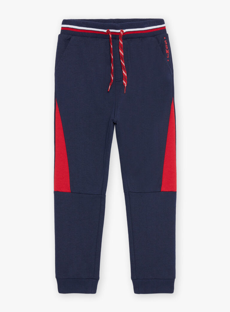 Jogging bleu marine à empiècements rouges