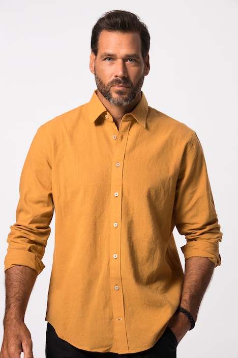 Leinenmix Hemd, Langarm, Kentkragen, Modern Fit