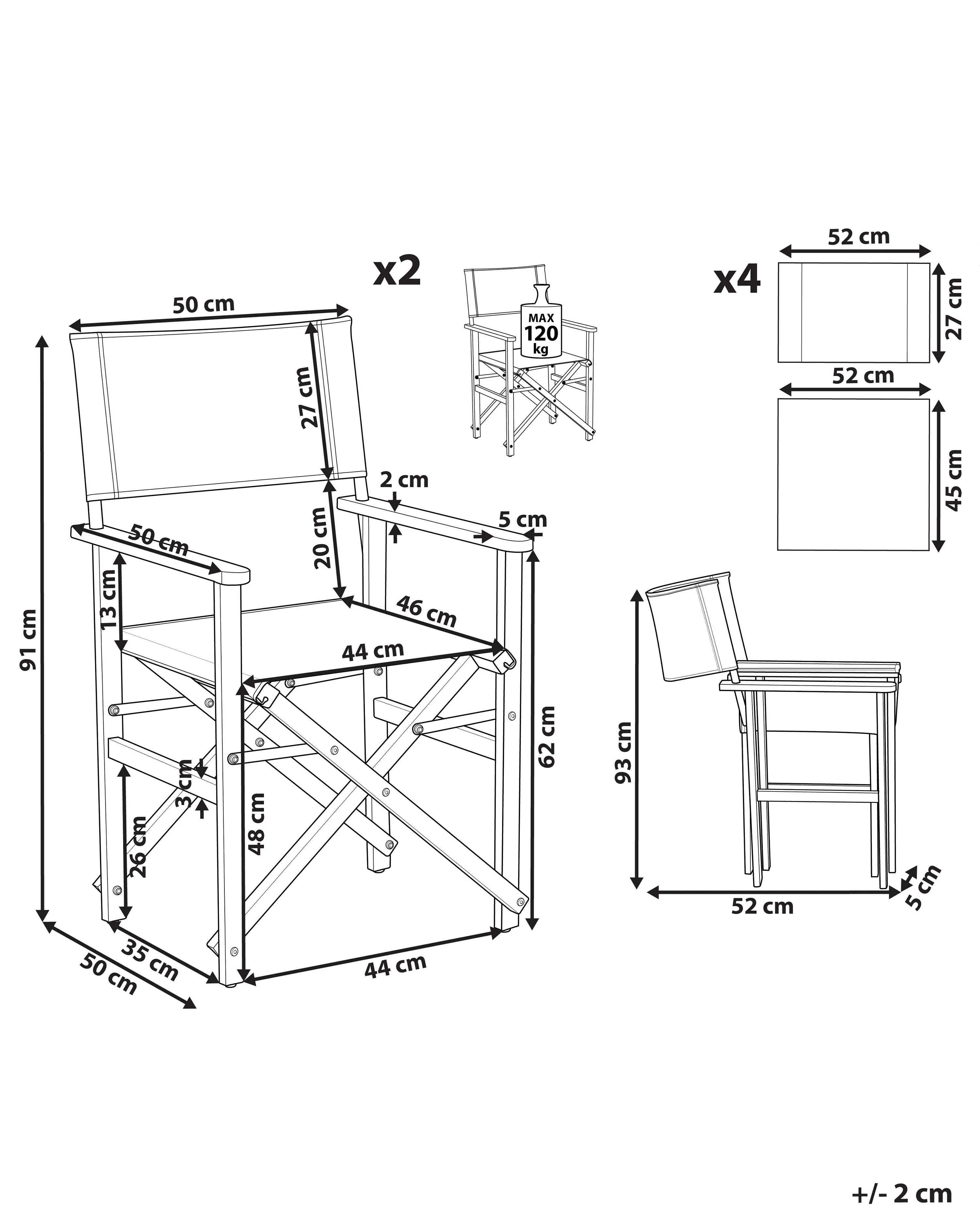 Set van 2 tuinstoelen CINE Acaciahout Wit