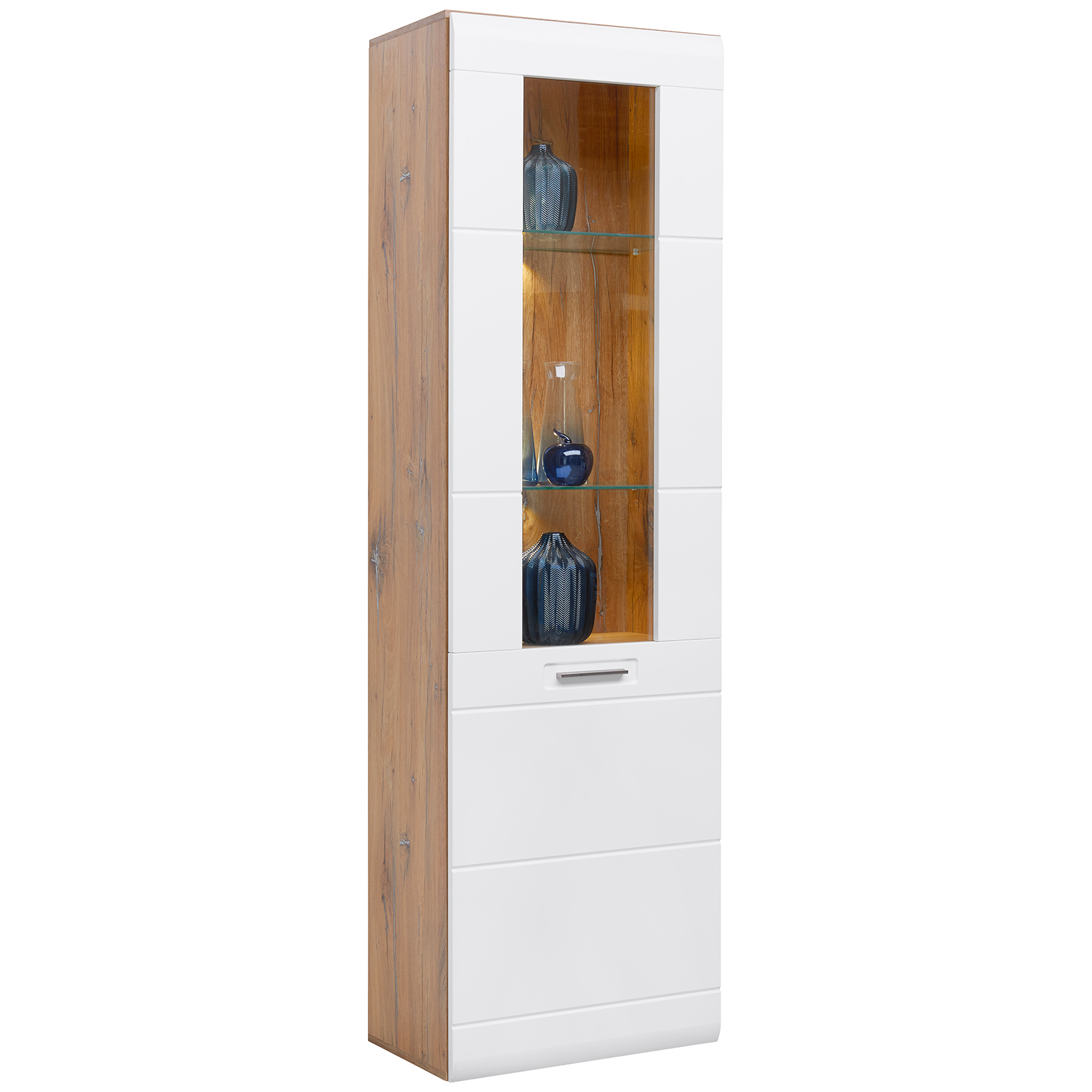 Luca Bessoni Standvitrine AURIS - weiß-Flagstaff Eiche - 60 cm