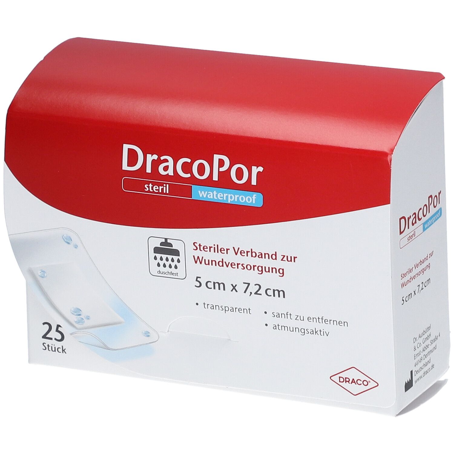 DracoPor Waterproof Wundverband steril 5 x 7,2 cm