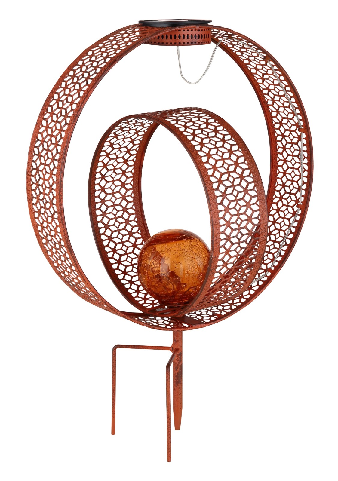 LED-Solarleuchte - rostfarben antik - 42 cm hoch
