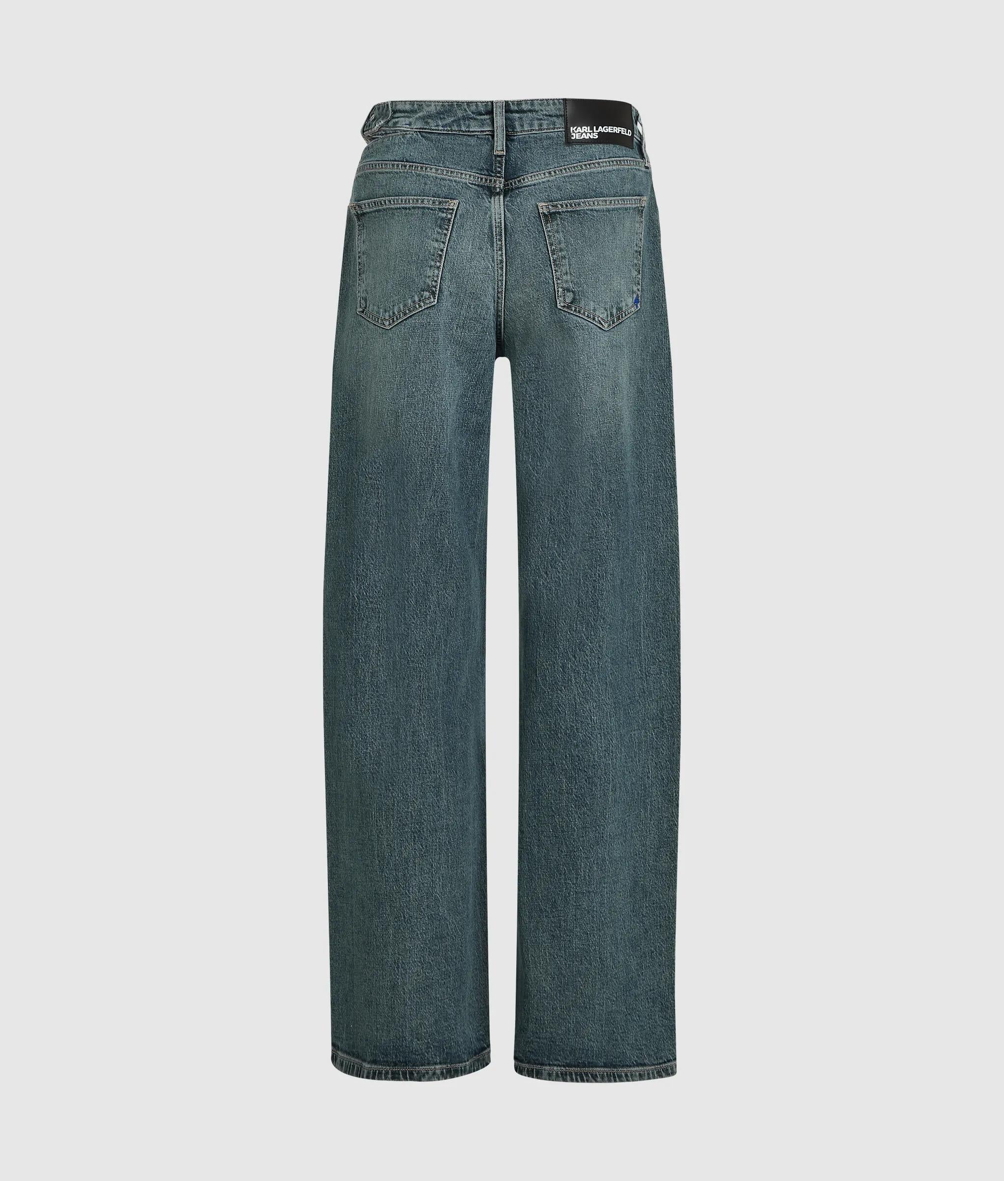 Wijde jeans met lage taille en gespsluiting