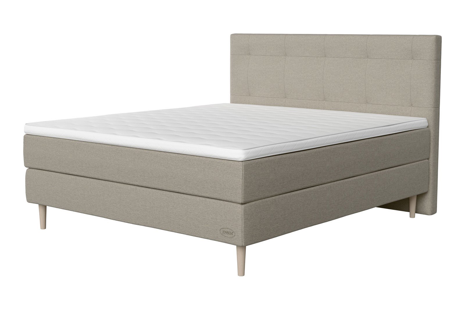 Opal jubileum kontinentalseng 180x200 cm Tekstil 387 Greige, fast/ekstra fast, seamless, Sleep II overmadrass og Conic 18 cm hvitvasket ben + støtteben, gavl selges separate