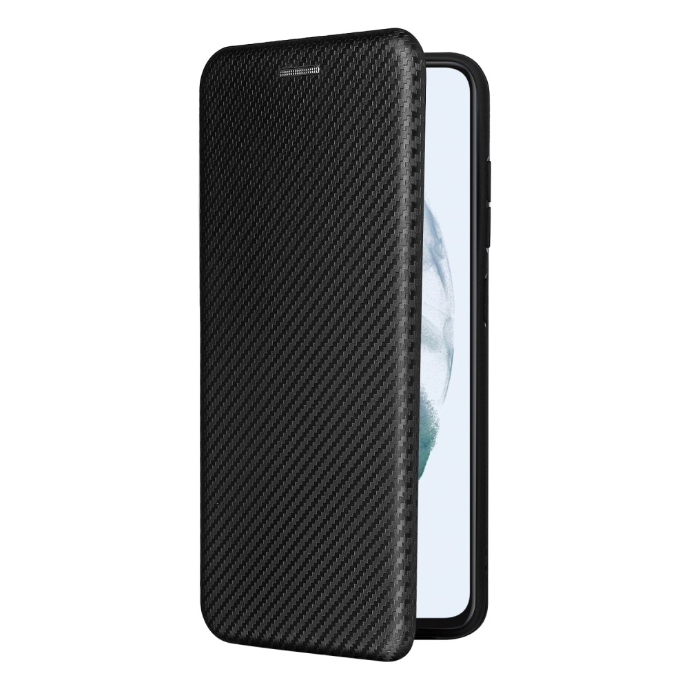 Samsung Galaxy S21 FE 5G Leder Tasche Flip Cover Carbon Look - Schwarz