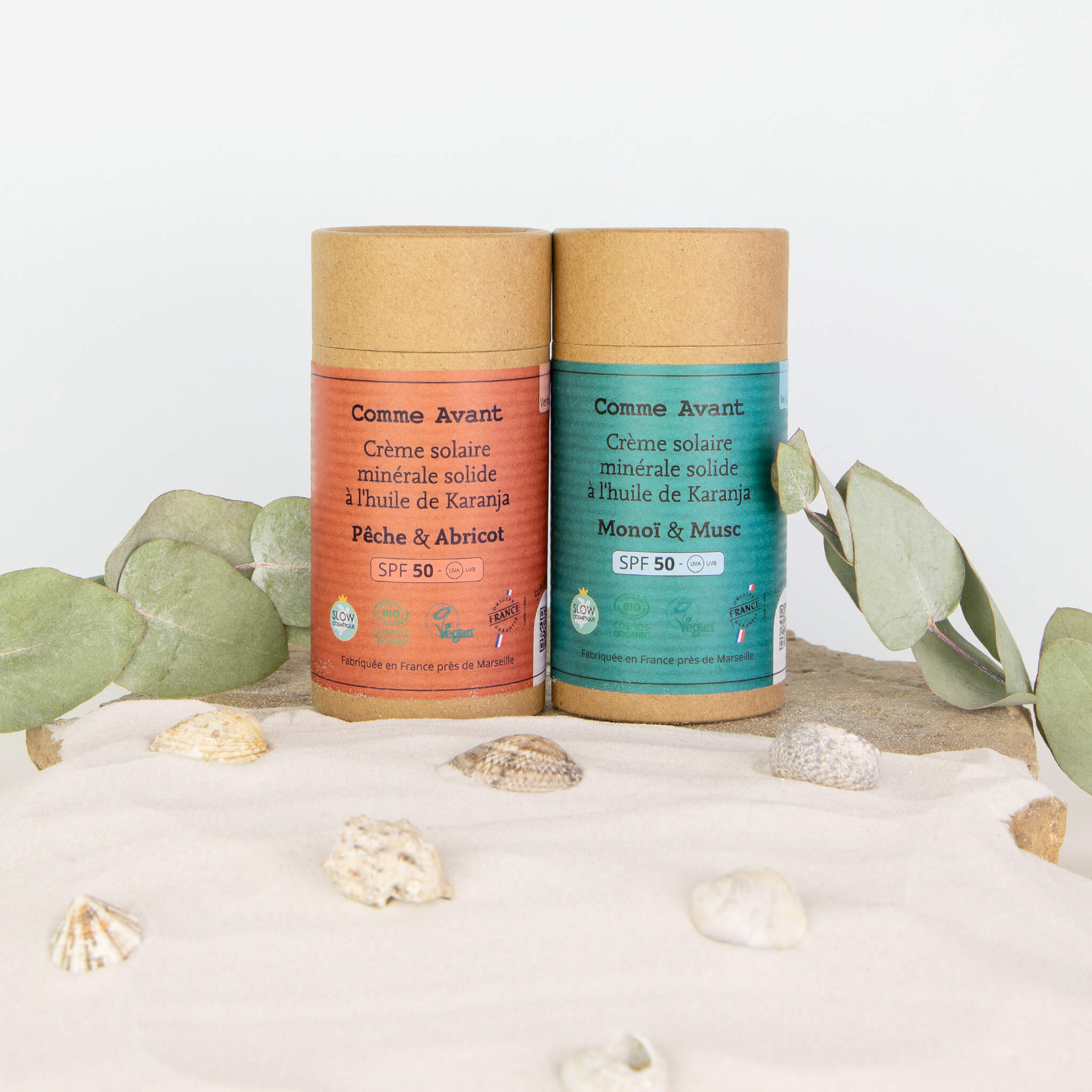 Crème solaire SPF50 minérale solide à l'huile de karanja - Version 3 - 1 crème solaire - 80g / Brut sans parfum