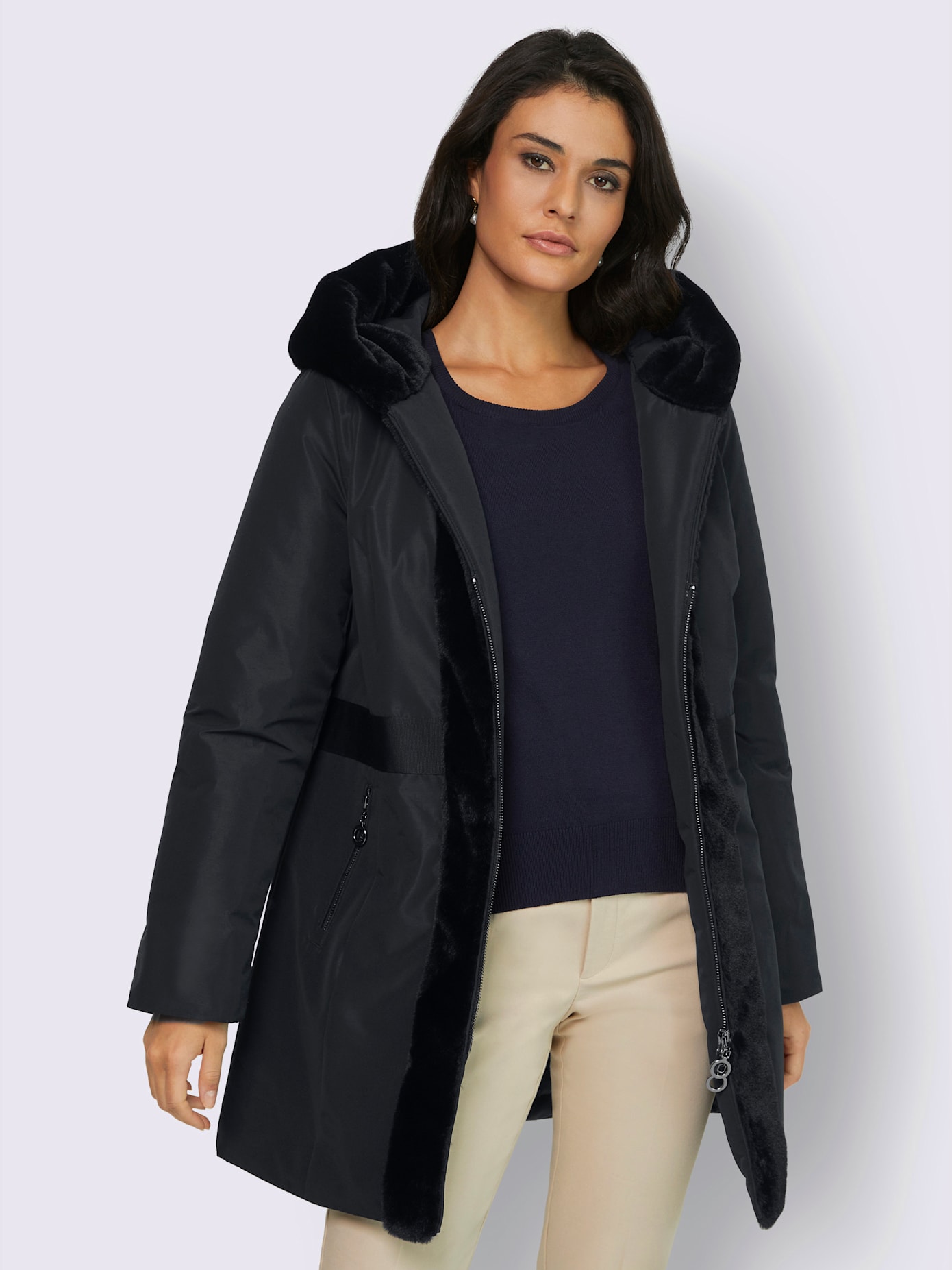 Veste empiècement imitation fourrure