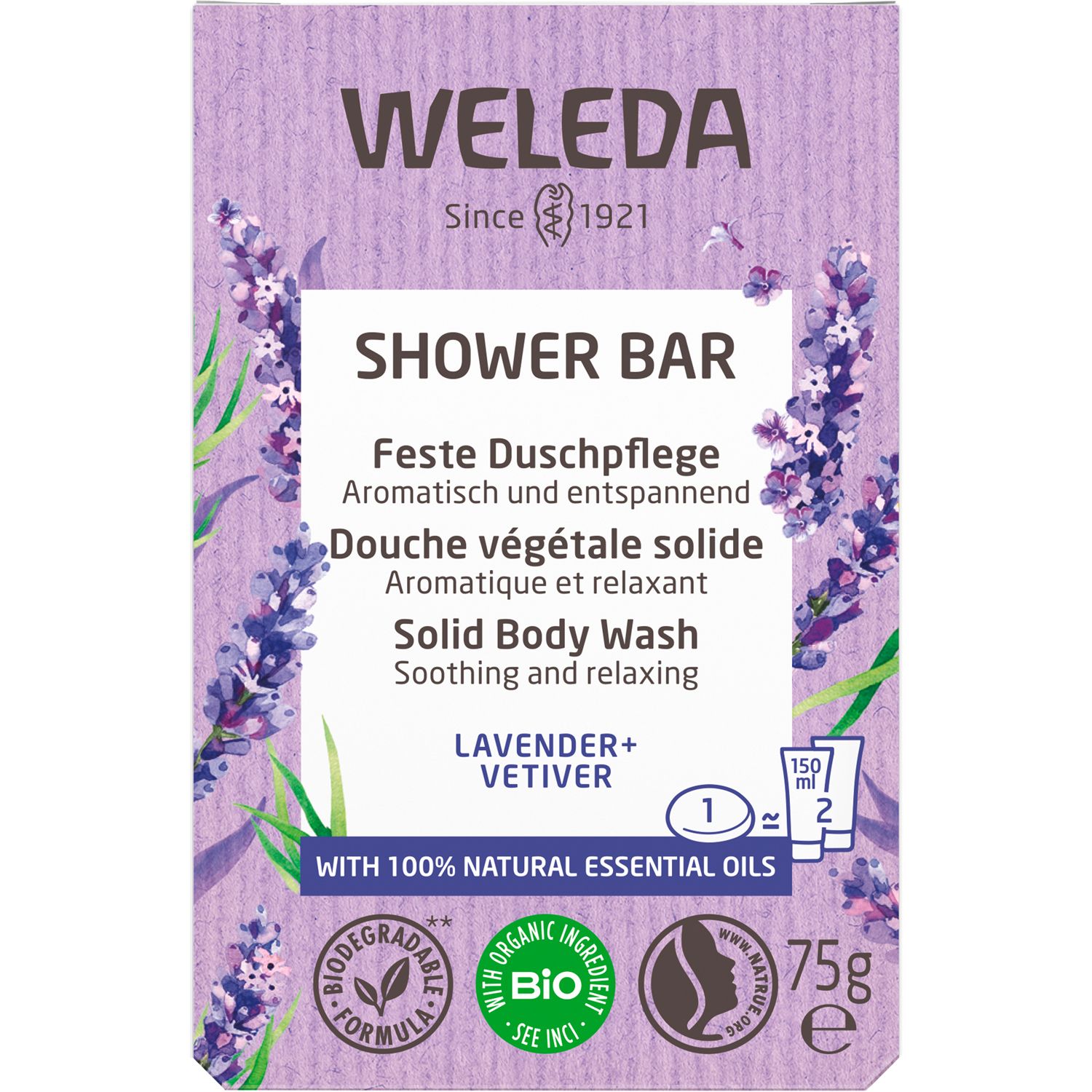 Weleda Feste Duschpflege Lavender + Vetiver - aromatischer, entspannender Duft