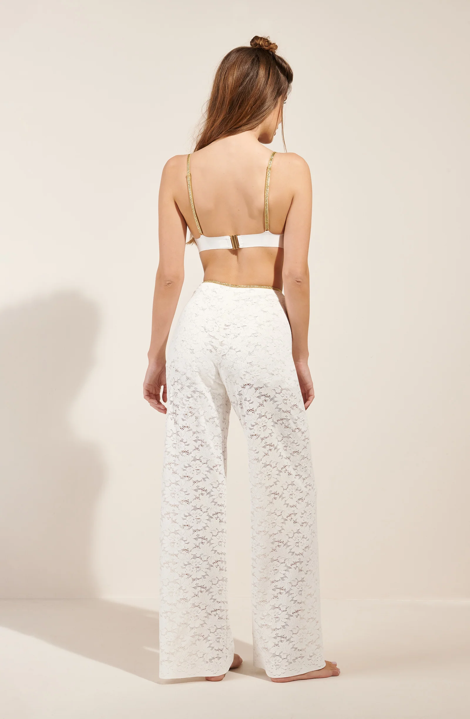 paige Pantalon écume en dentelle et lurex Écume