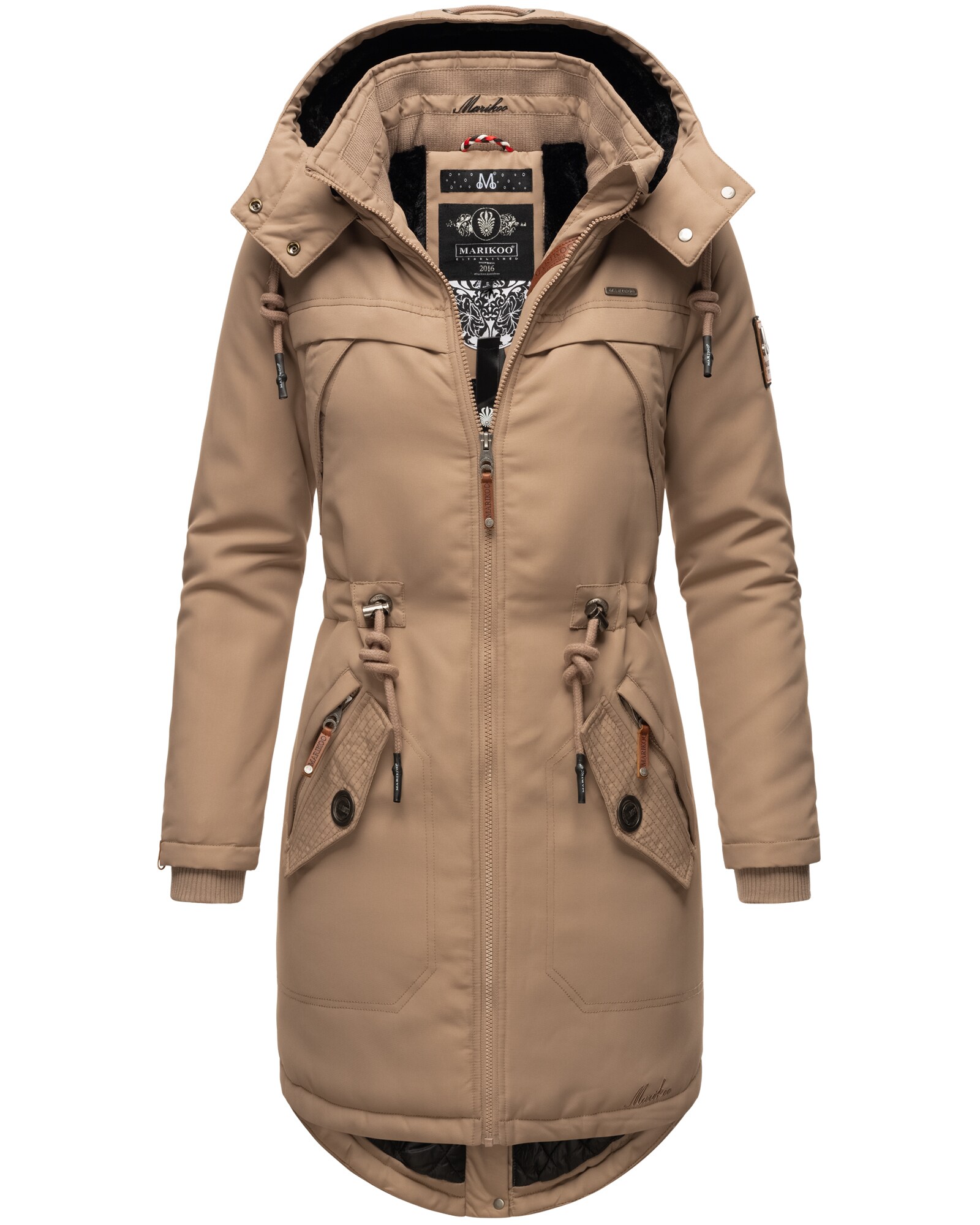 MARIKOO Damen Sportlicher Wintermantel Winterparka mit abnehmbare Kapuze Kamii