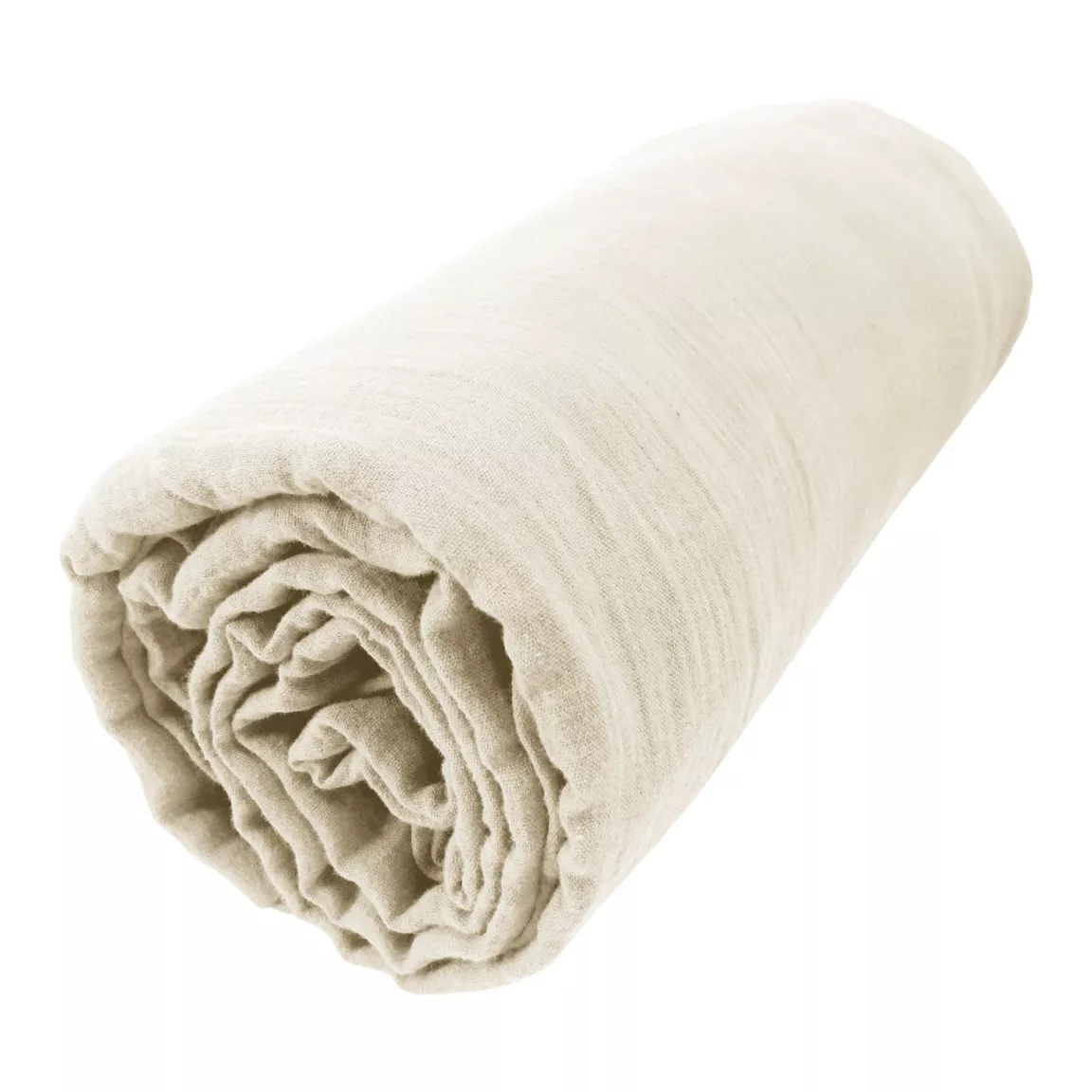 Drap housse gaze de coton (140 x 190 cm) Gaïa Beige pampa