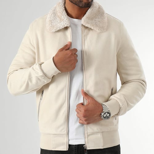 Bomber Suédine Col Mouton 0384 Beige
