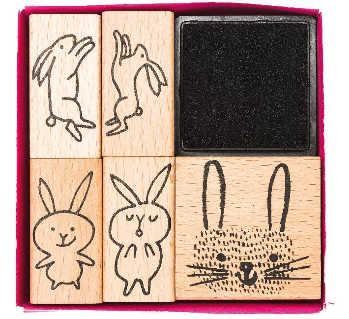 Stempel-Set HASE 5er-Pack aus Holz