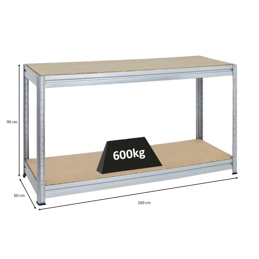 PROREGAL In hoogte verstelbare werkbank Dino HxBxD 90 x 160 x 60 cm Draagvermogen 600 kg Gegalvaniseerd