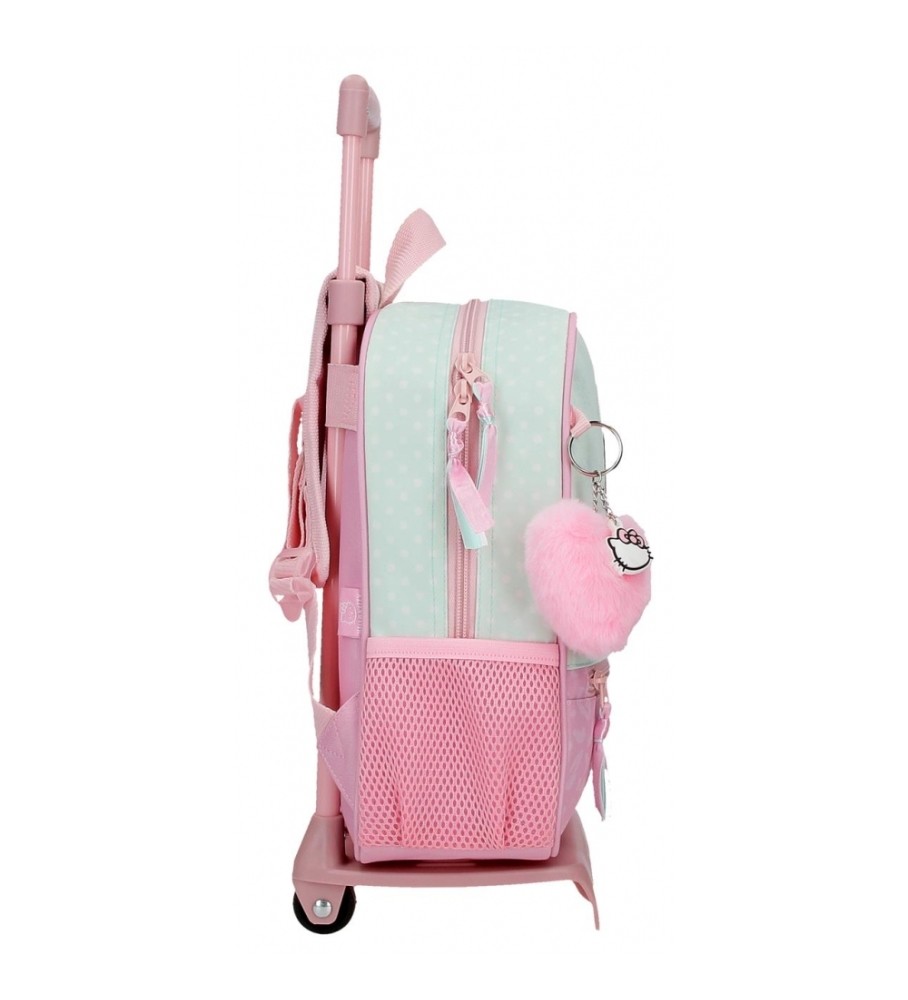 Mochila infantil Joumma Bags Hello Kitty Paris com rodas, turquesa - 23x28x10cm -
