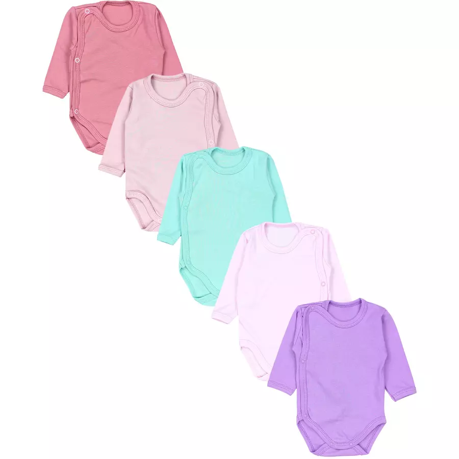 TupTam Unisex Baby Wickelbody Langarm 5er Set rosagrün