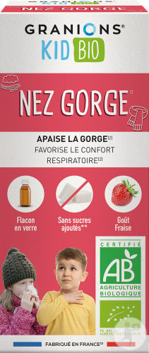 Granions Kid Bio Sirop Nez/Gorge Dès 1 An Goût Fraise Flacon 125ml