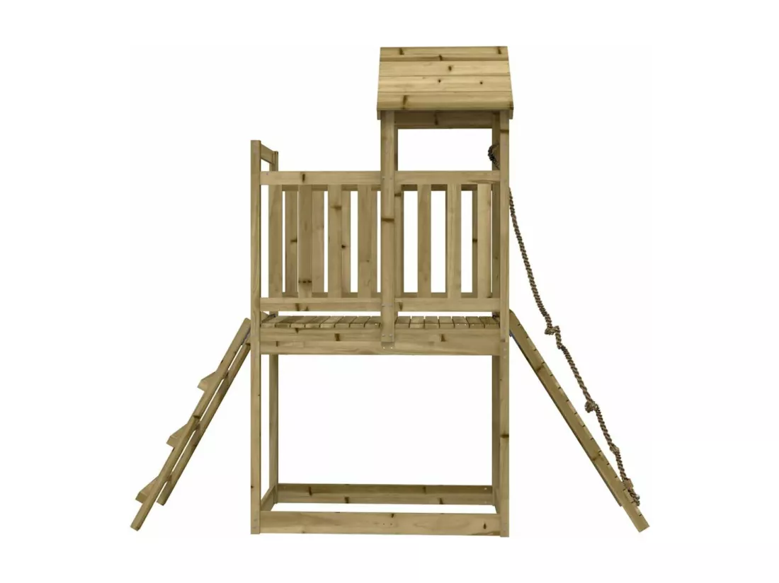 Maisonnette de jeu avec mur d'escalade bois de pin imprégné