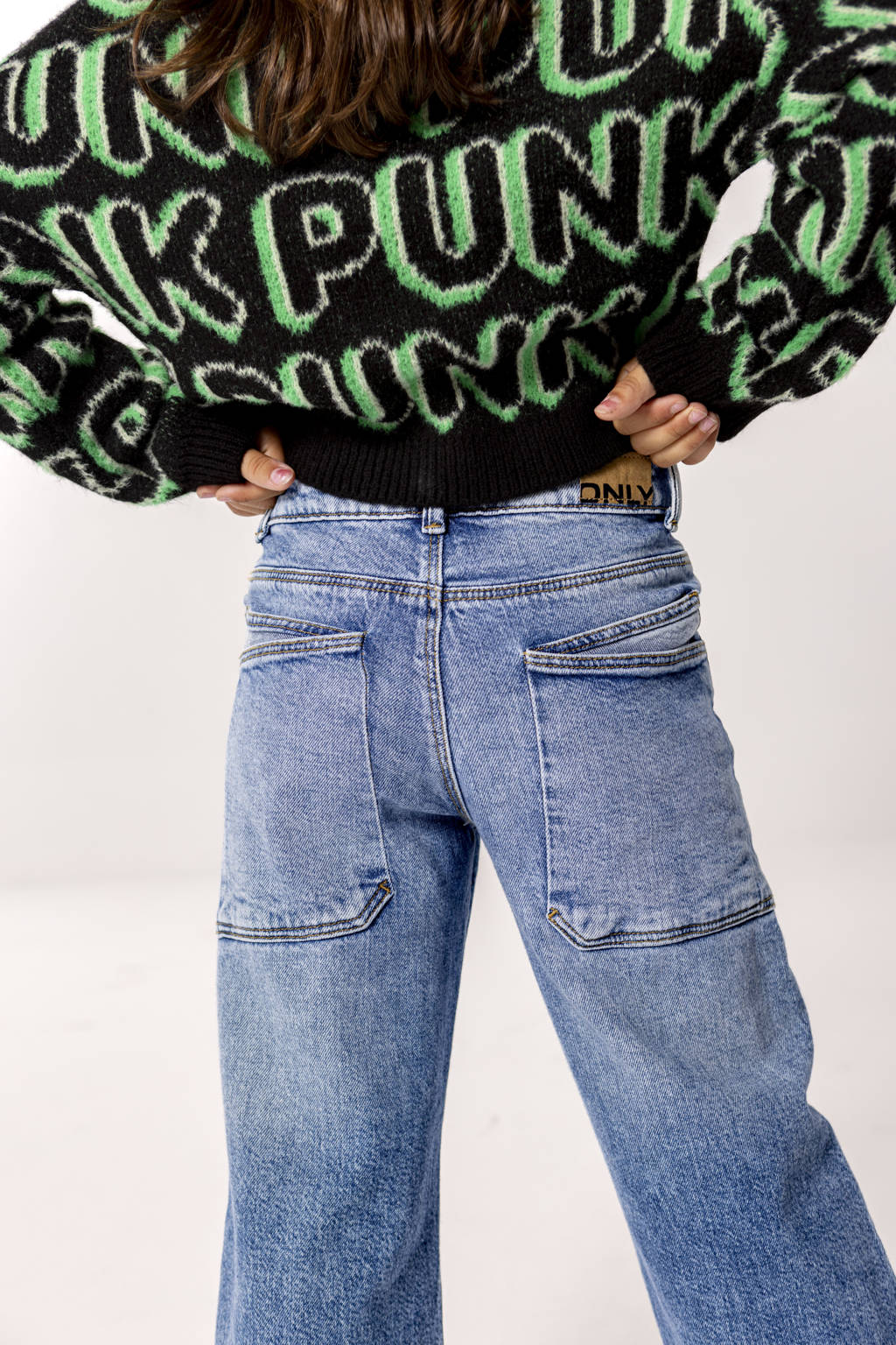 ONLY regular wide leg jeans medium blue denim