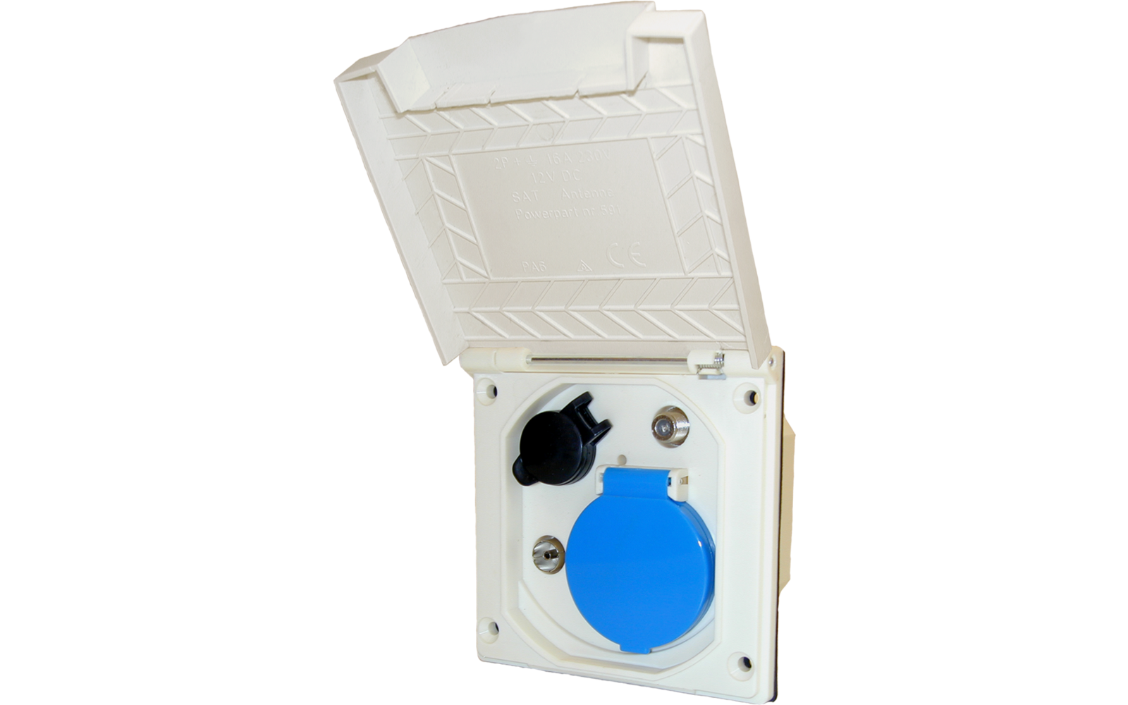Haba ESB 3 Unit Außensteckdose Multifunktion 12 V / 230 V / Antenne / Satellit Weiß