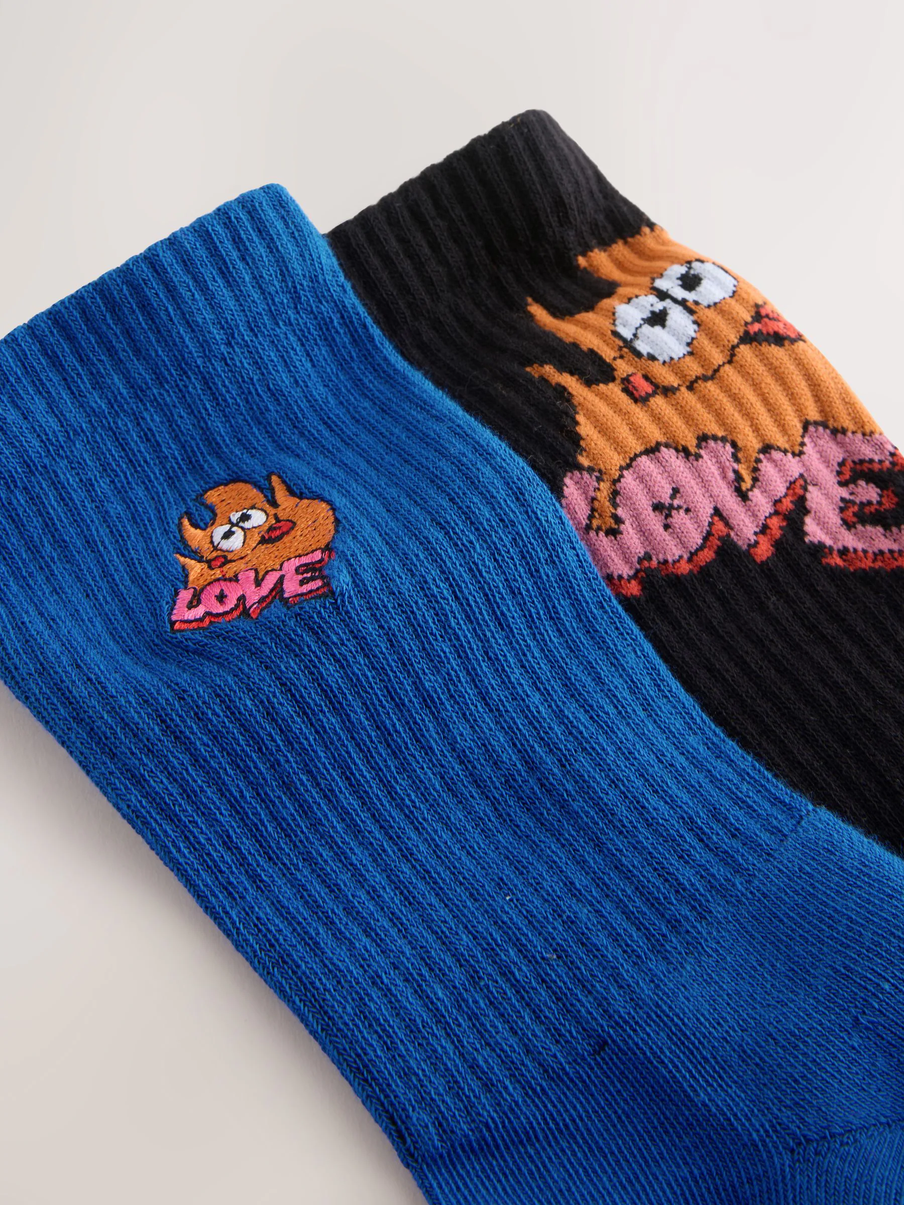 Zwart/Blauw - Wotto License Pattern Sports Socks 2 Pack