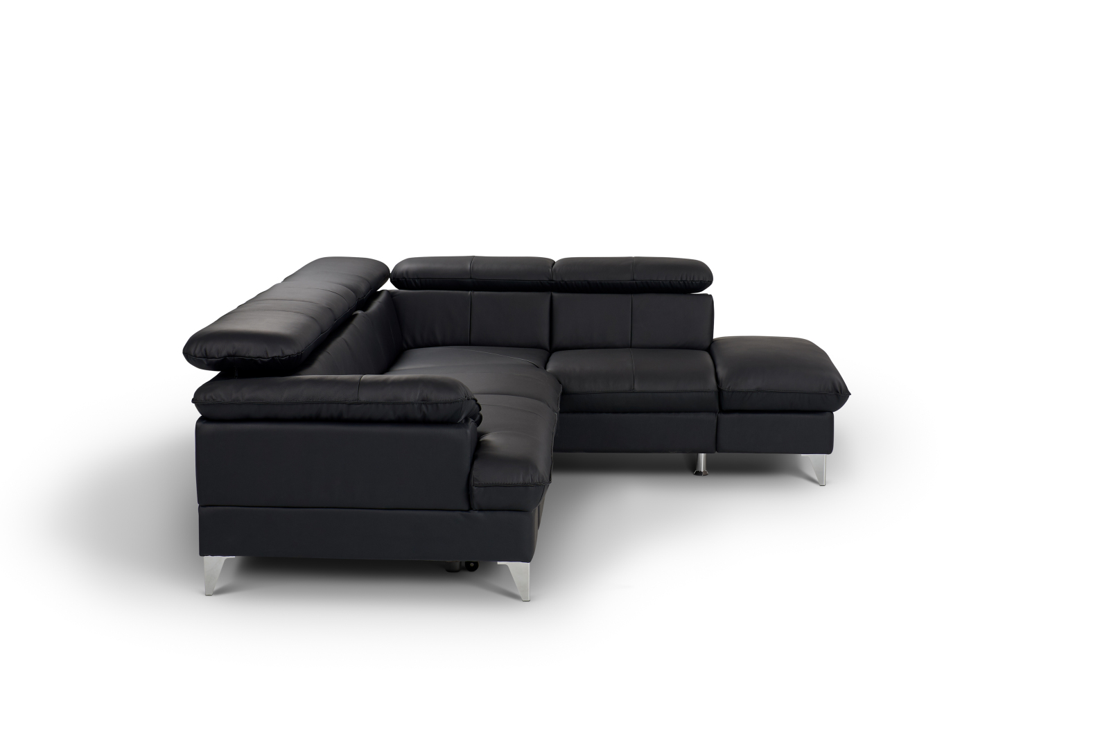Ecksofa - schwarz - Leder - Basismodell - Recamiere rechts