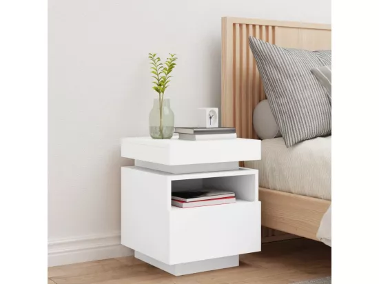 Armoire de chevet avec lumières LED blanc 40x39x48,5 cm
