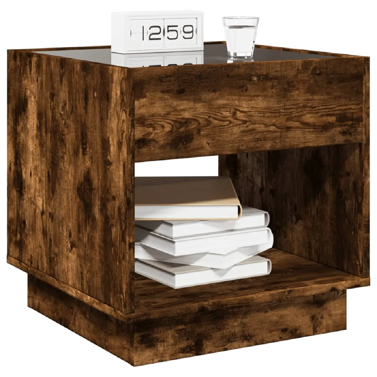 vidaXL Table de chevet - Chêne fumé